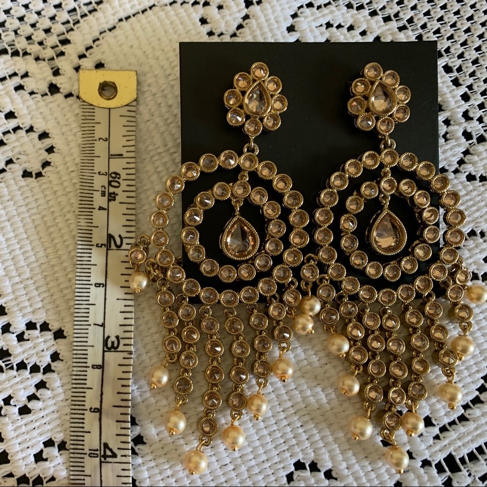 Antique and champagne crystal chandelier earrings
